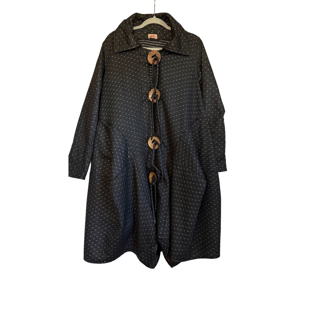 Tulip Boutique Womens Graphite Grey Quilted Toggle Button Jacket Coat L Large